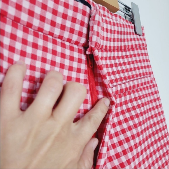 Zara red gingham mini flare pants - Picture 6 of 10